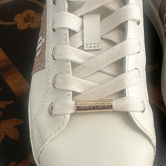 Jimmy Choo White Sneakers with Gold Details - Picture 3 of 6